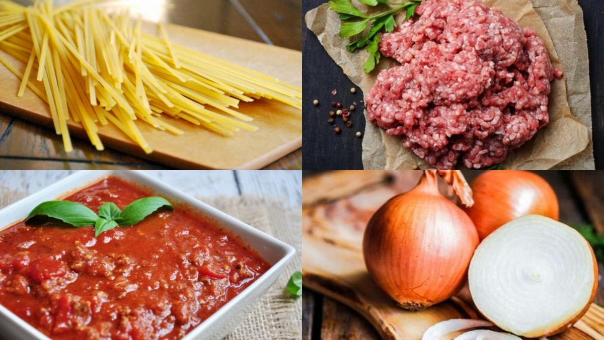 nguyên liệu làm mỳ ý sốt bò bầm